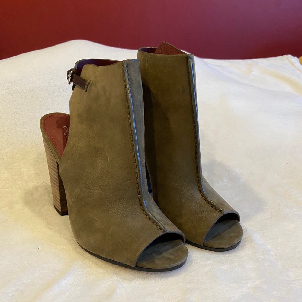 Coach Peep-toe Suede Heels; Sz. 8